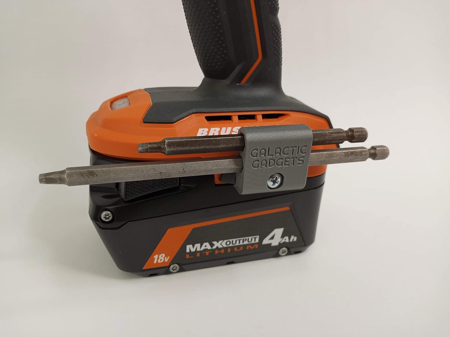 Side Mounted MAGNETIC Bit Holder for Makita 18V, Ryobi 18V, Ridgid or Bosch - Drills, Drivers, Impacts (Grey) - Galactic Gadgets image 3