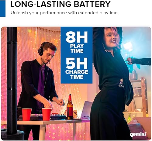 Miniatura 6 de Gemini Sistema PA alimentado por batería altavoces inalámbricos de matriz de línea con subwoofer, matriz de columna de 1000 W, mezclador