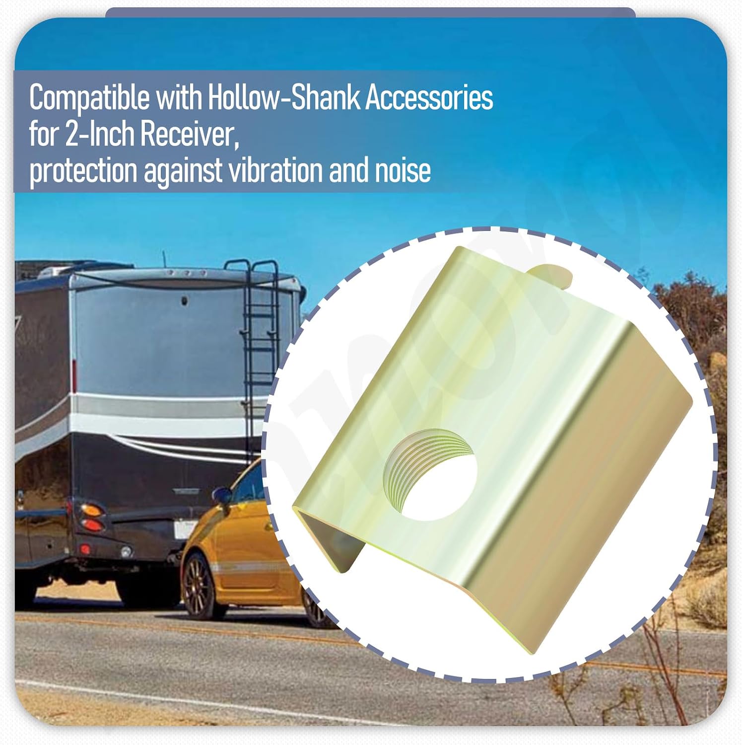 Upgrade 22323 Anti-Rattle Hitch Pin Shim Device Compatible with 2-Inch Receiver (5/8-in Hole), Protection Against Vibration and Noise
