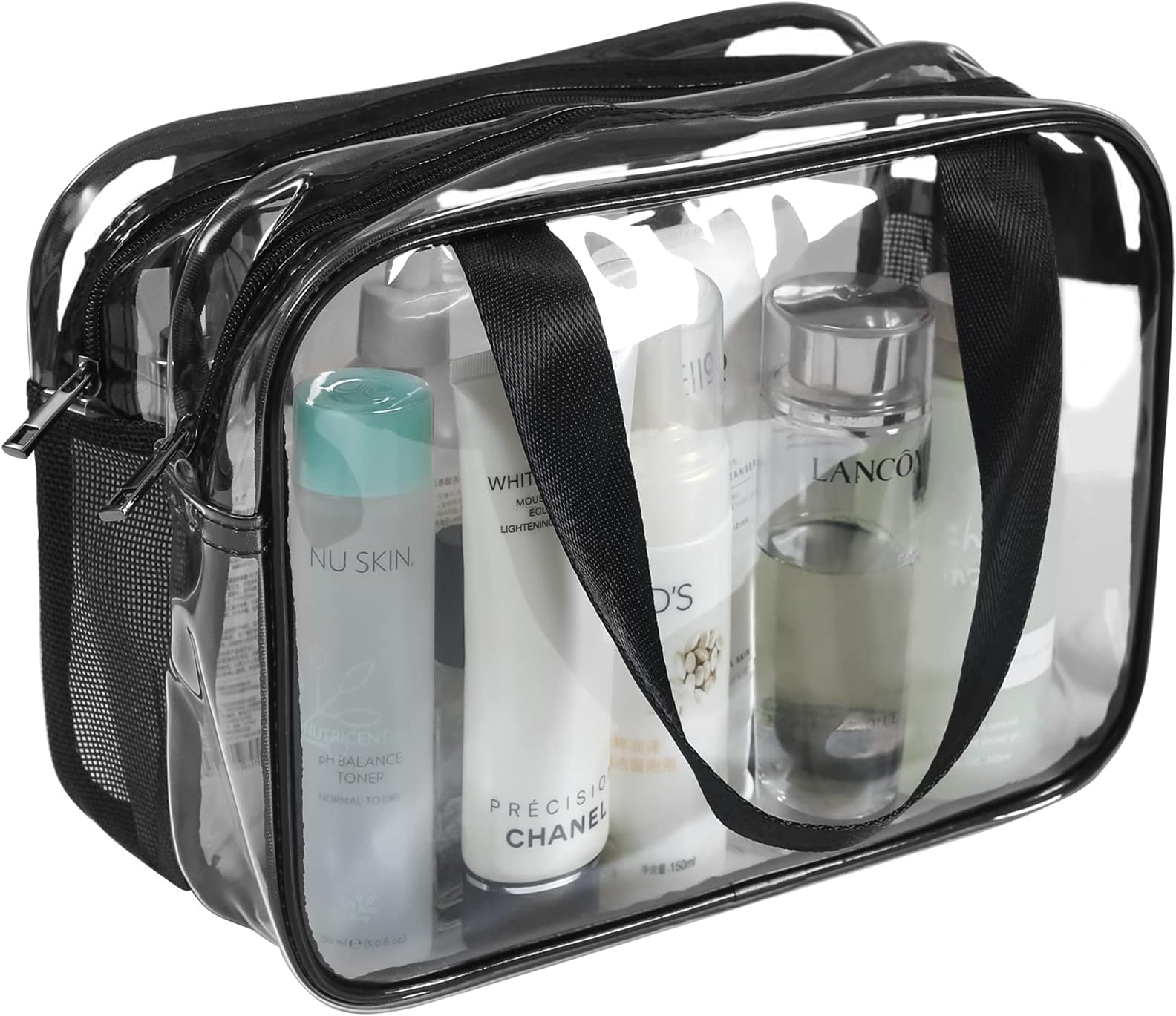 Auseibeely Clear Toiletry Bag for Women Men, Portable Large Travel Makeup Bag, Waterproof & Draining Transparent Cosmetic Bag, Carry On Airport Airline Compliant Bag, clear, large