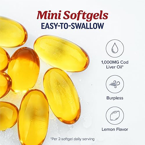 Miniatura 6 de Cápsulas blandas de aceite de hígado de bacalao de 1000 mg  Omega 3 + vitamina A y D3  Aceite de hígado de bacalao capturado en la naturaleza, de