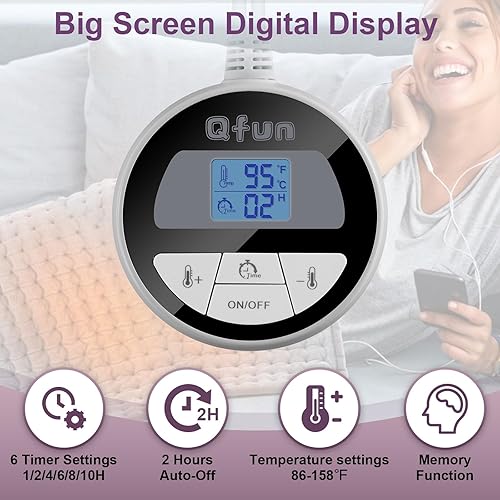 Miniatura 4 de Almohadilla térmica para aliviar el dolor de espalda, grande, 17 x 33 pulgadas, almohadilla térmica eléctrica húmeda para dolor de espalda muscular,