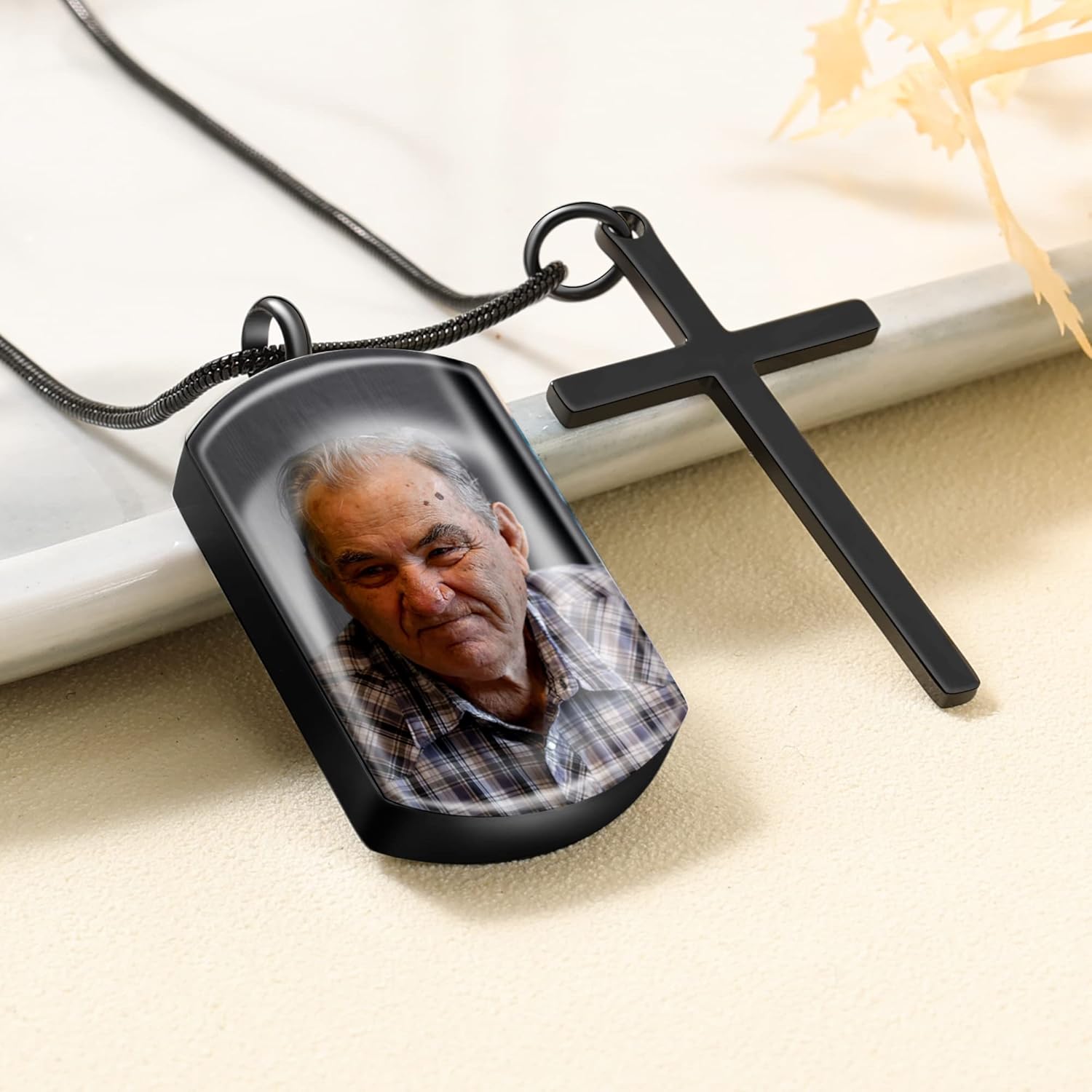 Bivei Personalized Urn Necklace for Ashes, Custom Engraving Photo & Text Cremation Jewelry for Ashes - Keepsake Memorial Pendant
