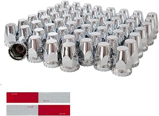 60Pcs Semi Trucks Lug Nut Covers Chrome, 33mm Lug Nut Covers ABS Plastic Anti-Rust Screw-on Wheel Nut Caps with Installation Tool, Truck Nuts for Semi Trucks Trailer