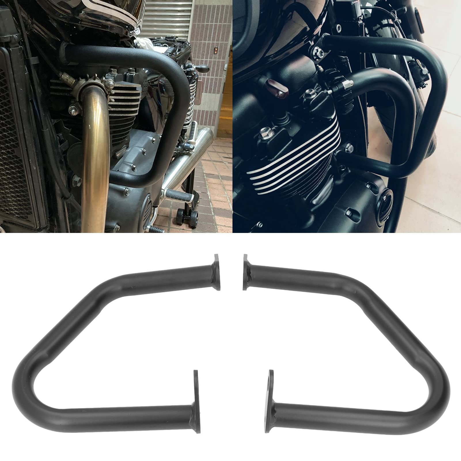 Drążek do zderzenia silnika motocyklowego, 2 szt., osłona silnika motocyklowego, lewa prawa, stalowa, zamiennik części motocyklowych, do Bonneville Thruxton (czarna)