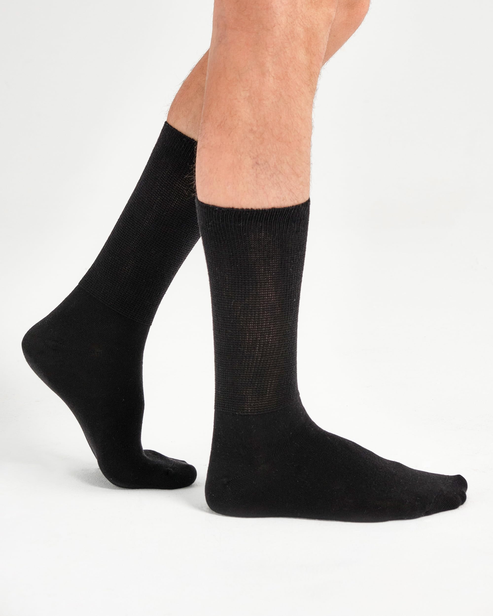 lavendel Calzini diabetici in bambù, 6 paia, senza cuciture, nero o bianco, senza gomma, per uomo e donna, traspiranti, Oekotex-100, Nero, 36-40