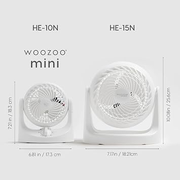 IRIS USA WOOZOO Mini Desk Fan, Dorm Bedside Office, Quiet, 112 Tilt, White