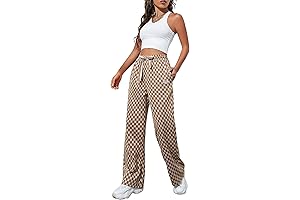 Cozy and Chic Plaid High-Waisted Pants for Women