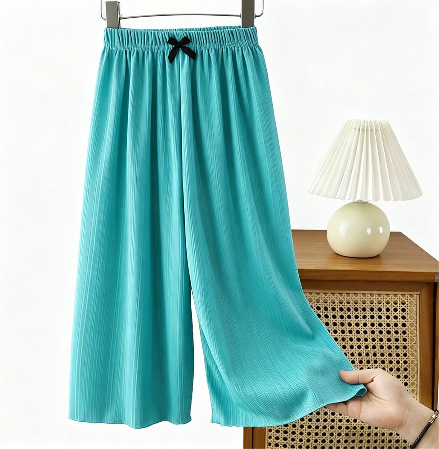 Girls Wide Straight Leg Loose Sweatpants Elastic Waist Drawstring Jogger Pants for Teen 5 to 14Y