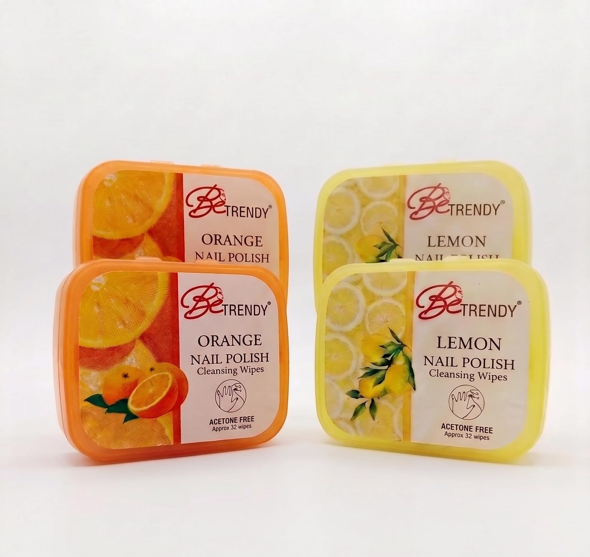 Nail Polish Remover Wipes Green Orange and Lemon Combo Pack of 4, Acetone-Free & Moisturizing for Women - 32 Count Each Soft Nail Wipes-image-46