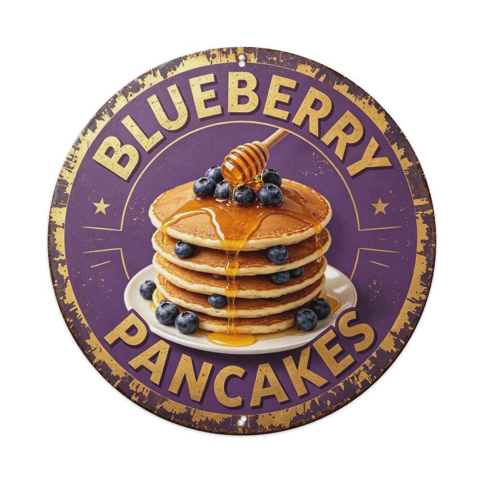 Blueberry Pancakes Metal Tin Sign Plaque