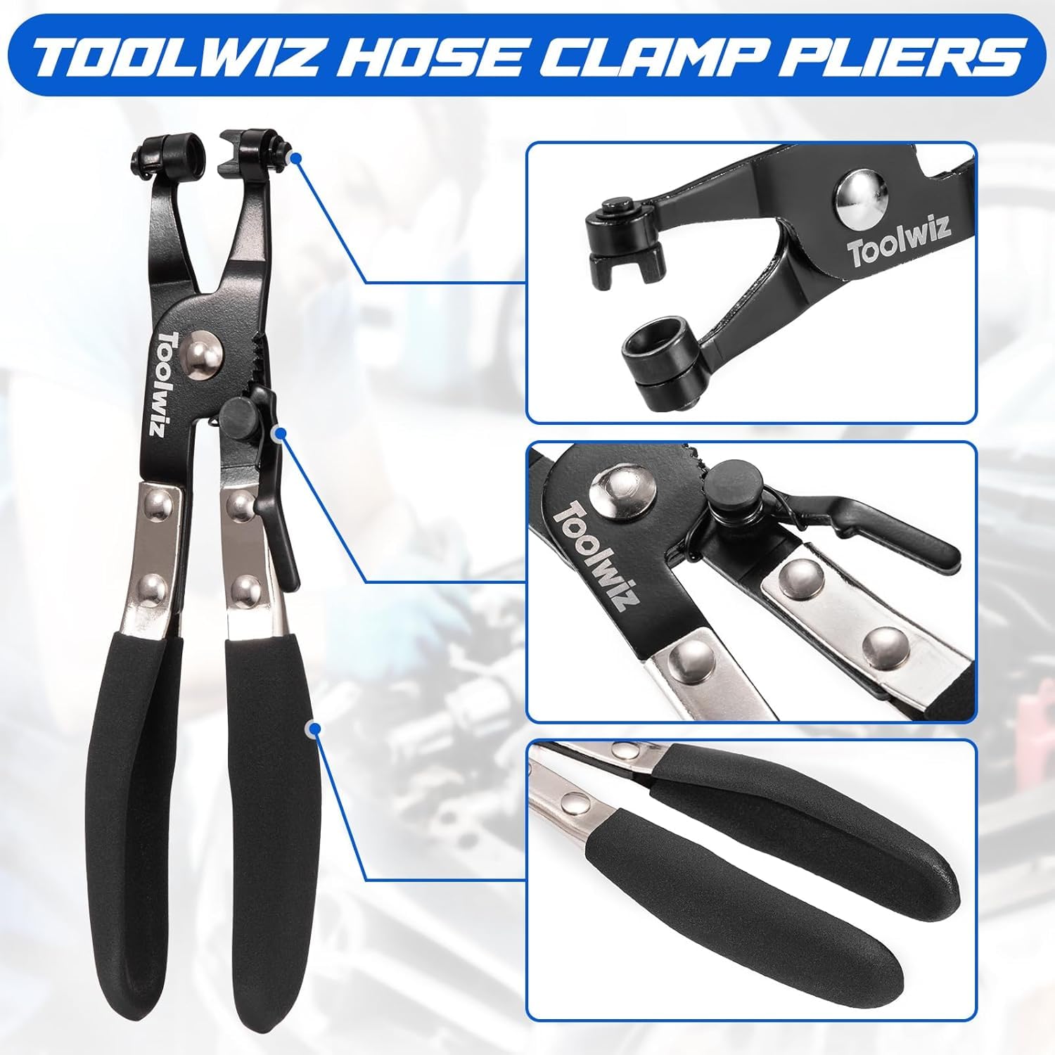 Toolwiz 120 szt. 6-25 mm zaciski do węży sprężynowych z obrotowymi szczypcami zaciskowymi do węża, 15 rozmiarów zacisków do węża, asortyment opasek sprężynowych, przewód paliwowy, wąż próżniowy