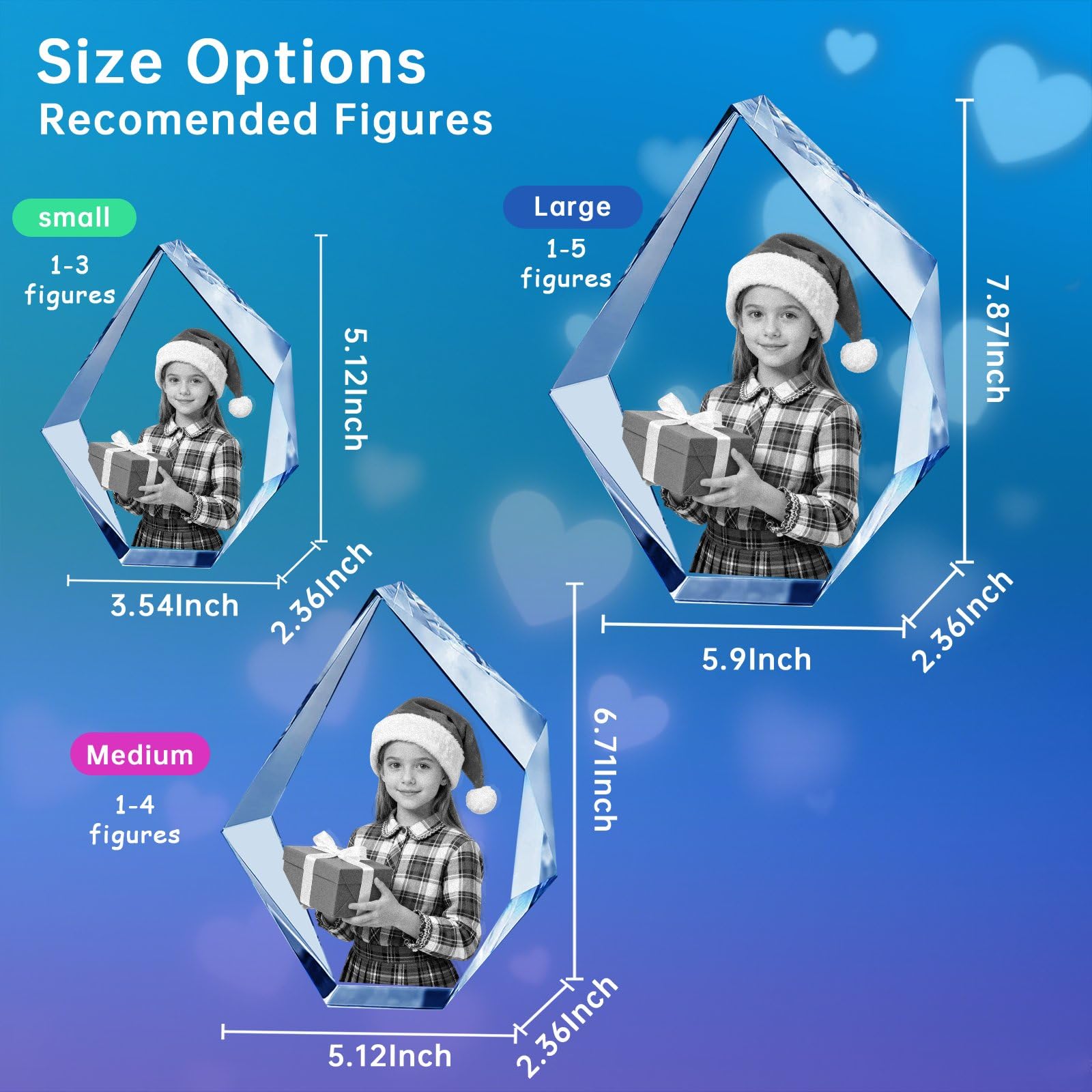 Cubos de fotos de cristal 3D grabados con láser para fotos, decoración de mesa de Navidad, regalo personalizado para ella, él, mamá, papá, padre, regalo para parejas de cumpleaños
