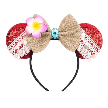 YOWOCAL Halloween Headband for Women,Linen Bow Hair Hoop with Lace and Hawaiian Flower for Holiday Party Decorations Cosplay Costume Accessoties