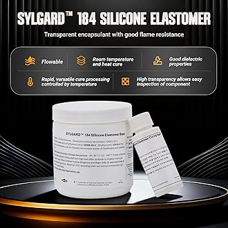 Dowsil SYLGARD 184 (Form Dow Corning) Silicone Elastomer Kit Base A + Curing Agent Solidifier B Seals for Electronic Equipment and Industry Used to Make O-Rings, Room Temperature Heat Cure