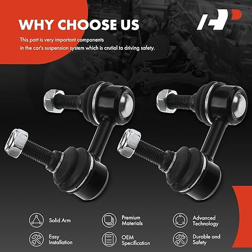 Miniatura 6 de A-Premium 2 eslabones de barra estabilizadora delantera, compatibles con Nissan Frontier 2005-2019, Pathfinder 2005-2012, Xterra 2005-2015, Suzuki