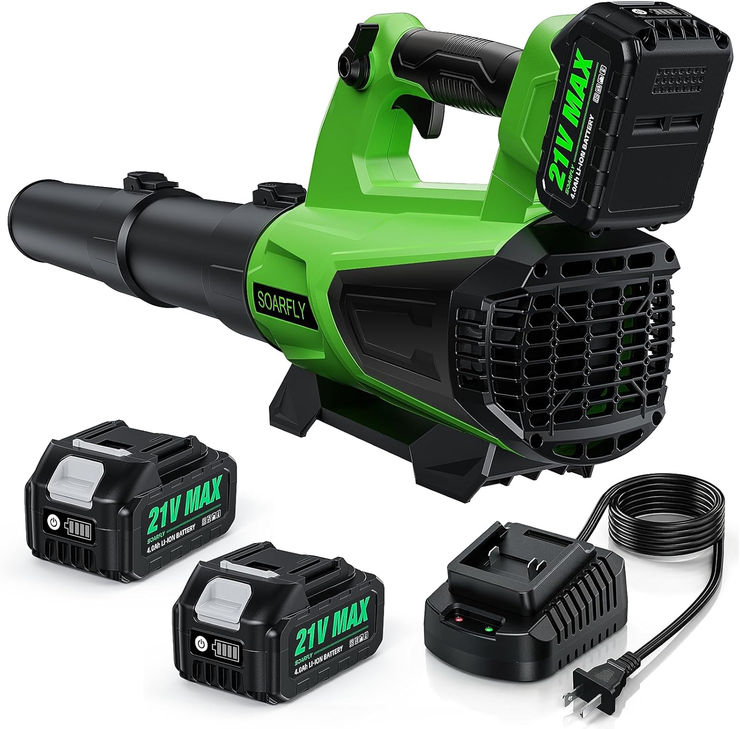 Leaf Blower Cordless, 580 CFM Electric Leaf Blowers with 2 x 4.0Ah Batteries and Charger, Electric Yard Blower with Variable Speed & Cruise Control for Lawn Care, Patio, Dust, Blowing Leaves