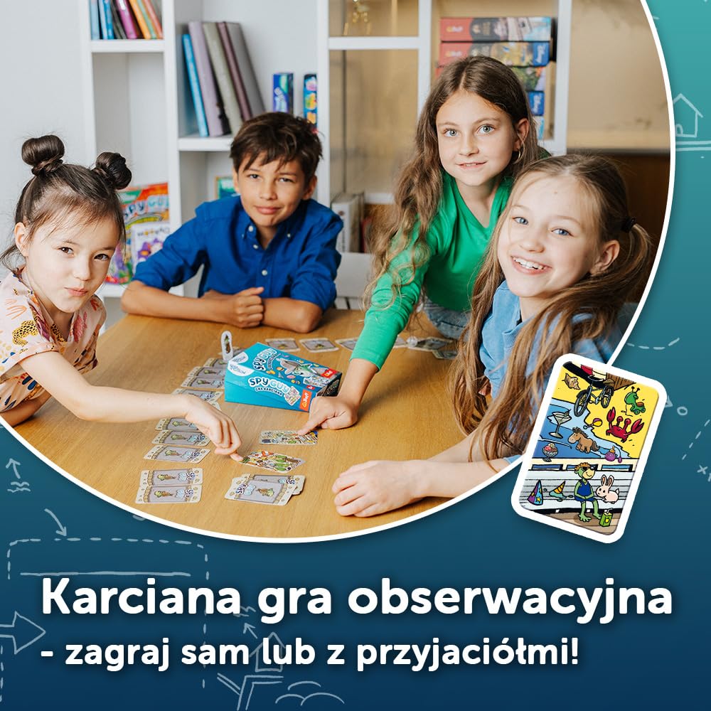 Trefl - Spy Guy Gra Karciana - Kooperacyjna Gra Obserwacyjna, Kieszonkowa Gra Rodzinna, Szukanie Poszlak, dla Dorosłych i Dzieci od 5 lat