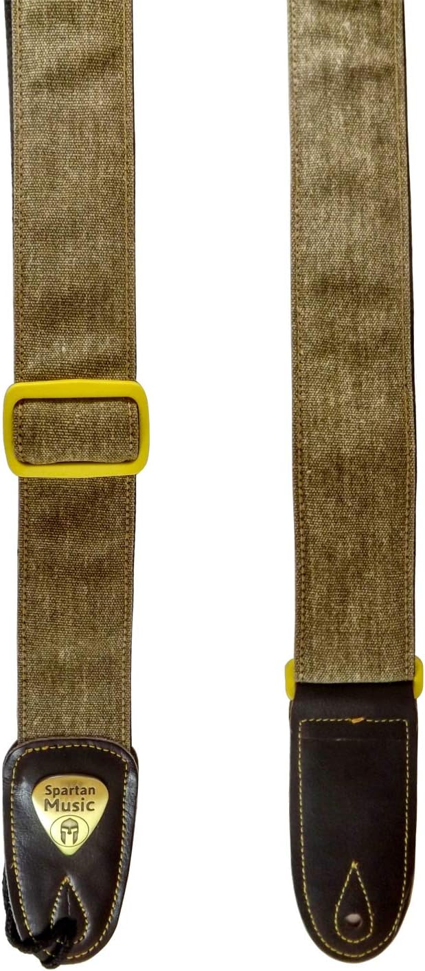 Leather & Cotton Adjustable Guitar Strap 1.5m For Acoustic/Electric/Bass (Tan)