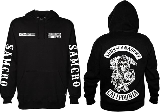 COWRIES AND SHELLS SONS OF ANARCHY REDWOOD ORIGINAL MEN OF MAYHEM REAPER QUALITY DELUXE PULLOVER HOODIE HOODY SIZE (S-5XL) SMALL TO XXXXXL (XXLARGE)