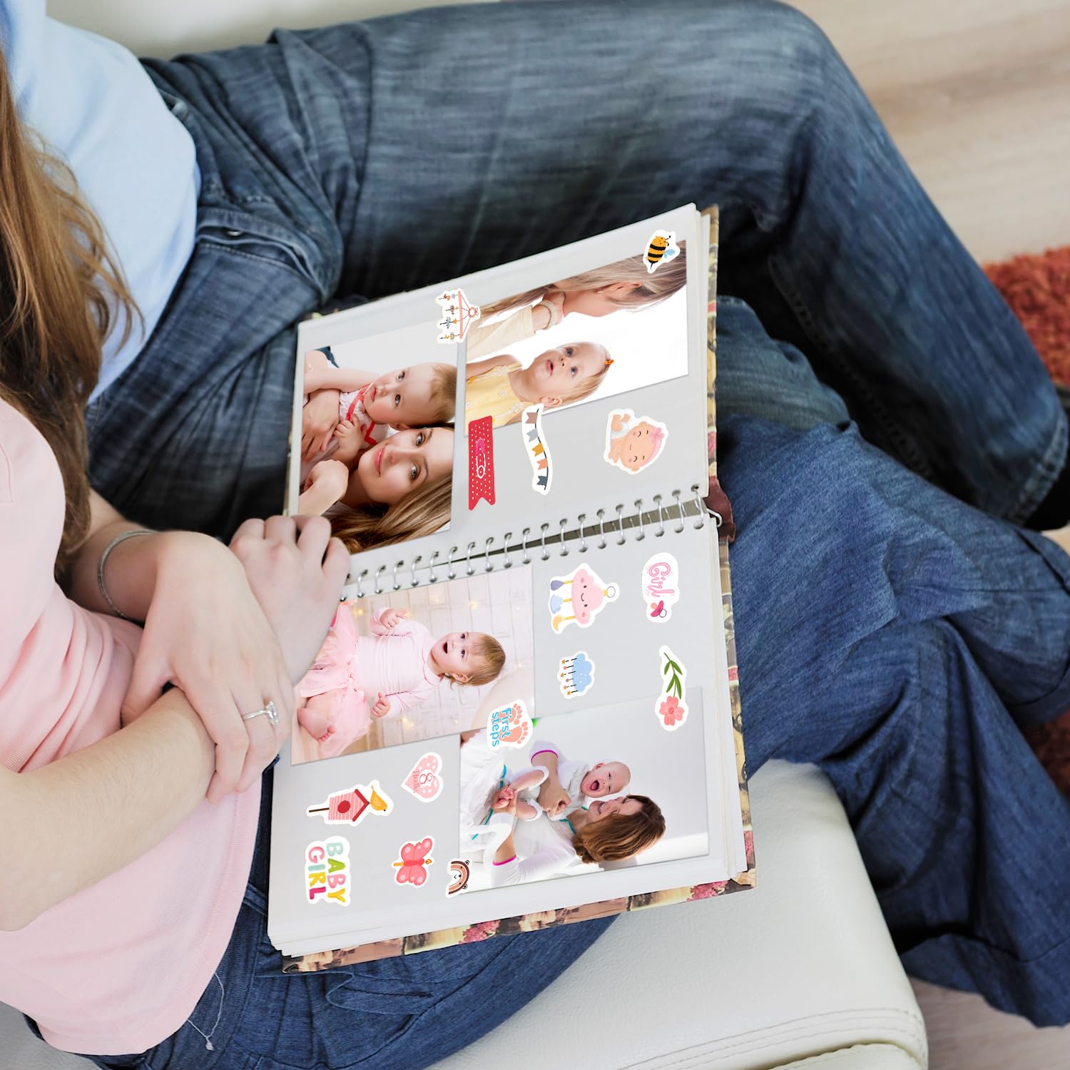 12 Feuilles Autocollants Bébé Fille Scrapbooking - Motifs Mignons, Décoration Cartes, Albums, Enveloppes