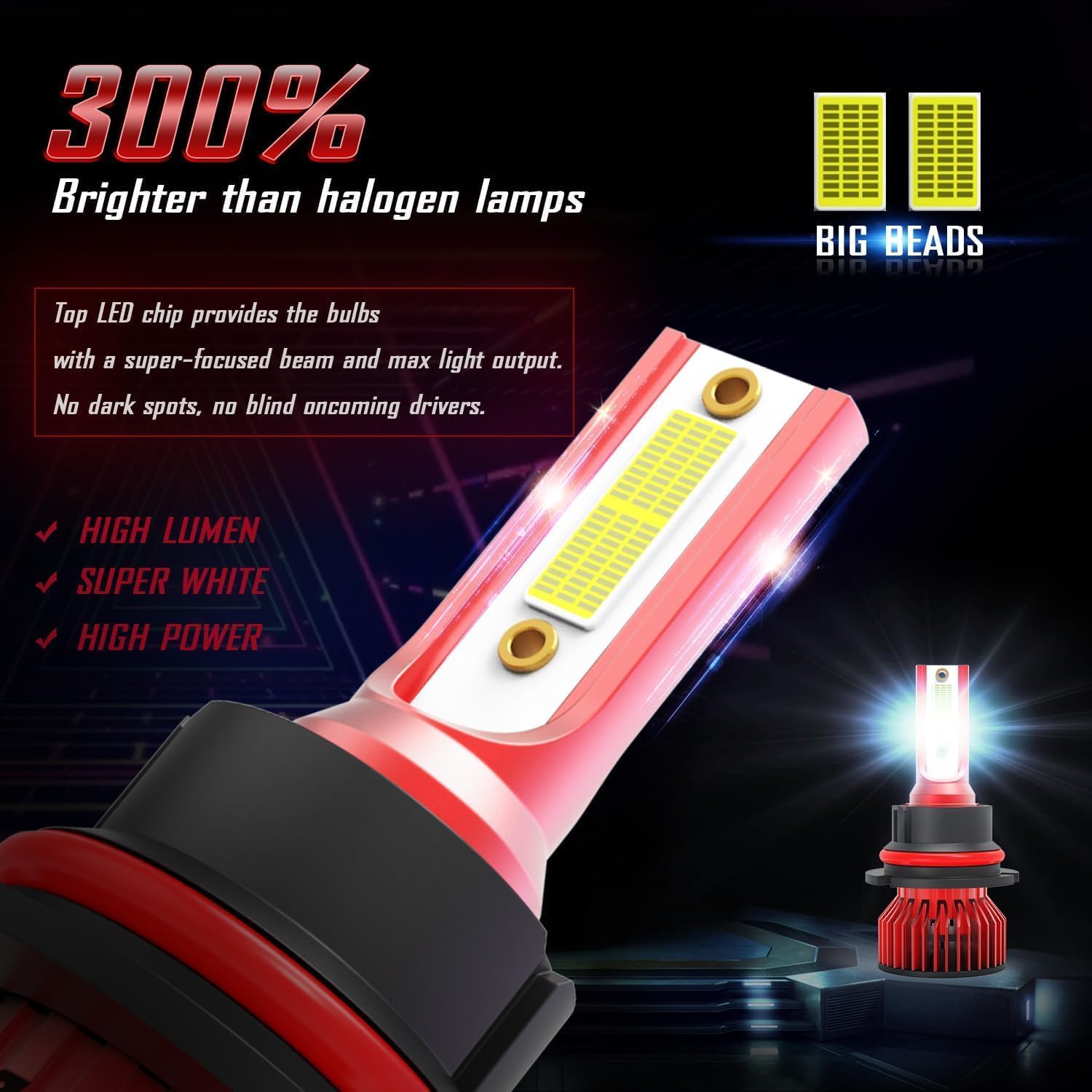 For Chevy Cobalt 2005-2010 LED Bulbs Combo,4pcs Super Bright White High Low Beam and Fog Lights LED Blubs Package.