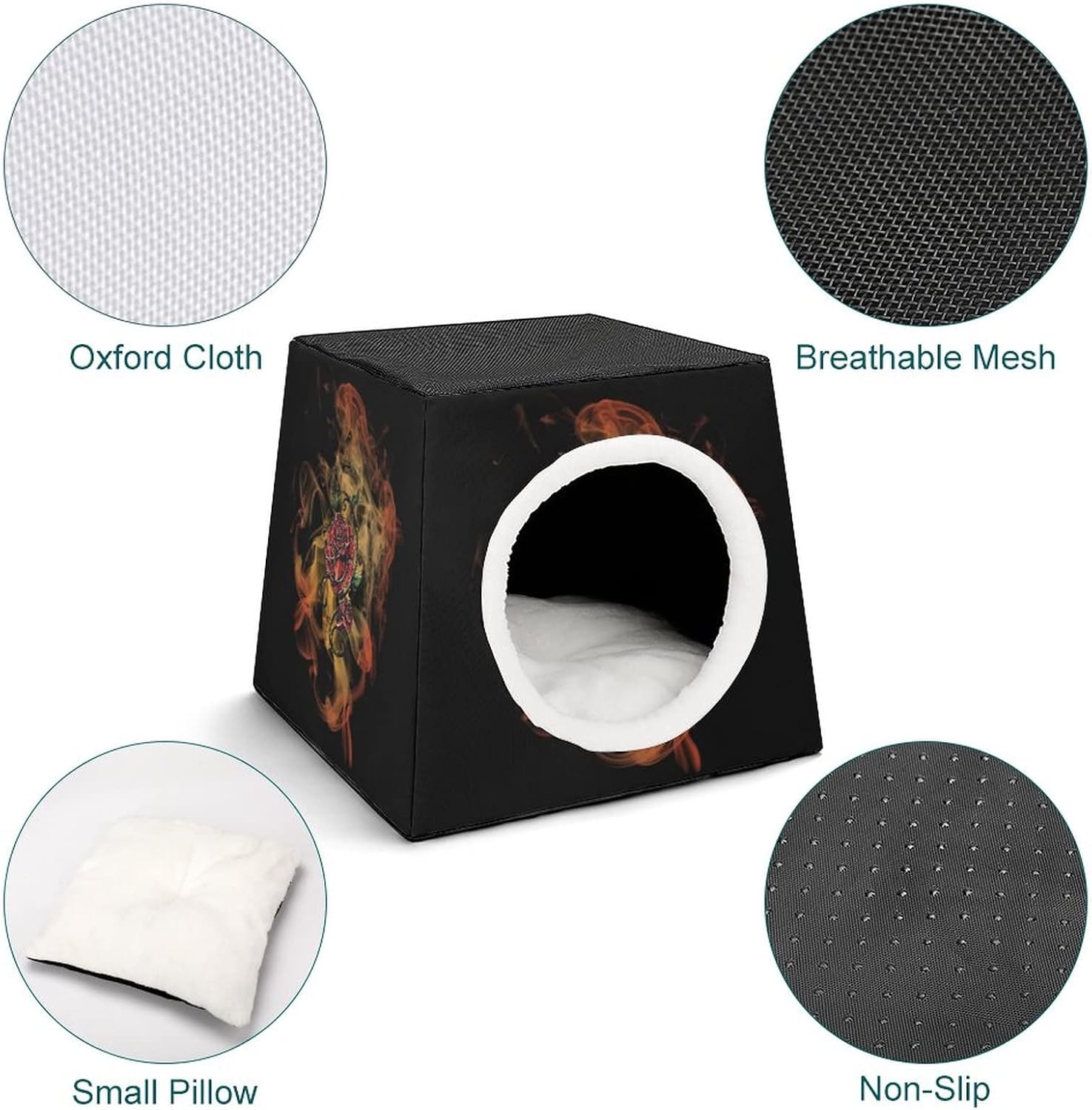 review Printed Cat Houses & Condos Lovely Foldable Cat Cube Cat Bed Sofa with Removable Pillow Gothic Roses Smoke