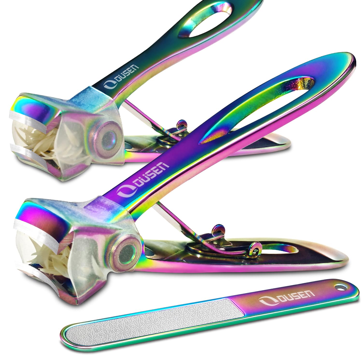 Ousen Beauty Nail Clippers with Catcher - Anti Splash Wide Jaw Opening Thick Toenail Clippers for Seniors | Self-Collecting Fingernail Cutter Heavy