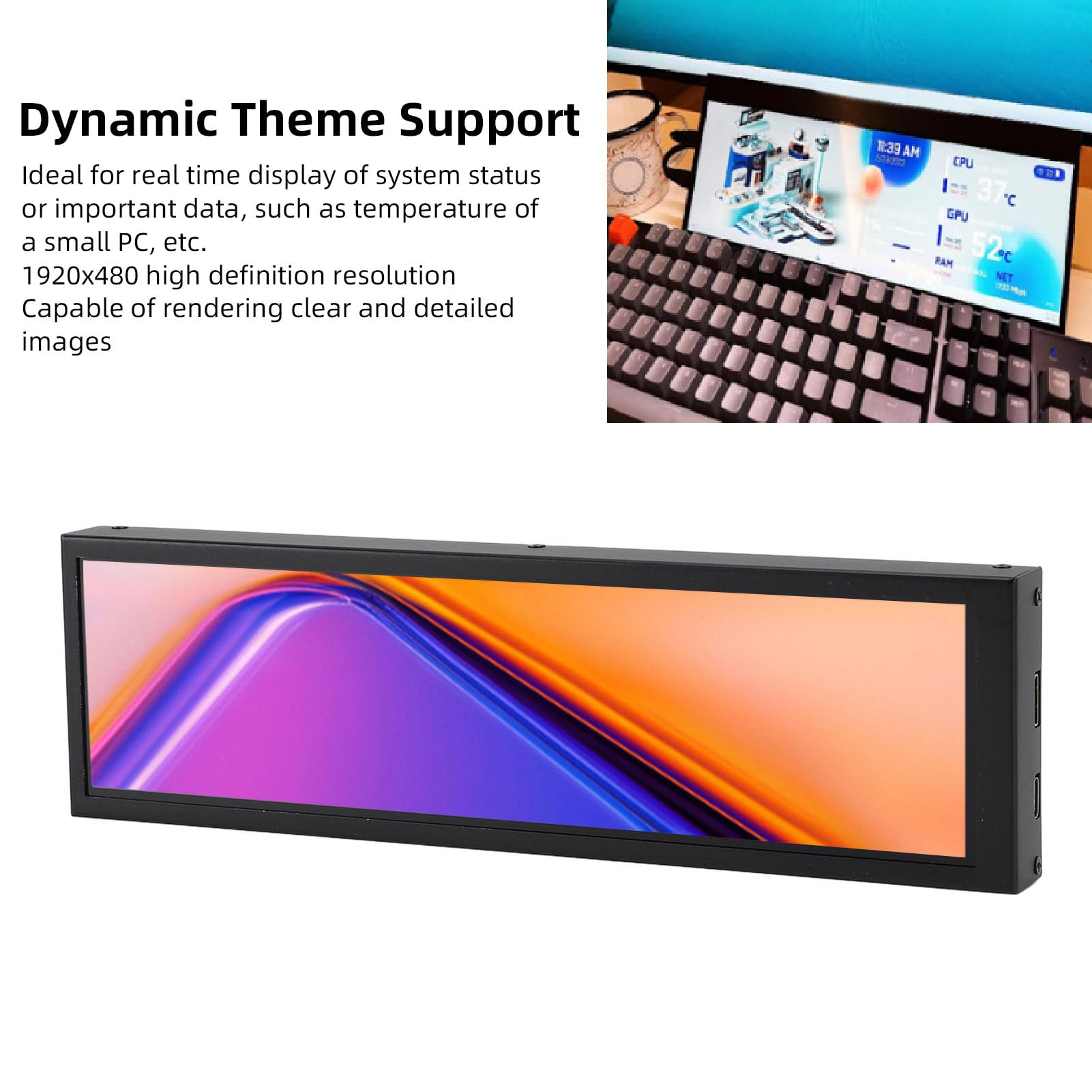 8.8 Inch PC Temperature Display, Professional HD IPS 1920x480 LCD Screen, CPU Data Secondary Display (Red 8.8 Inch PC Temperature Display, Professional HD IPS 1920x480 LCD Screen, CPU Data Secondary Display (Red