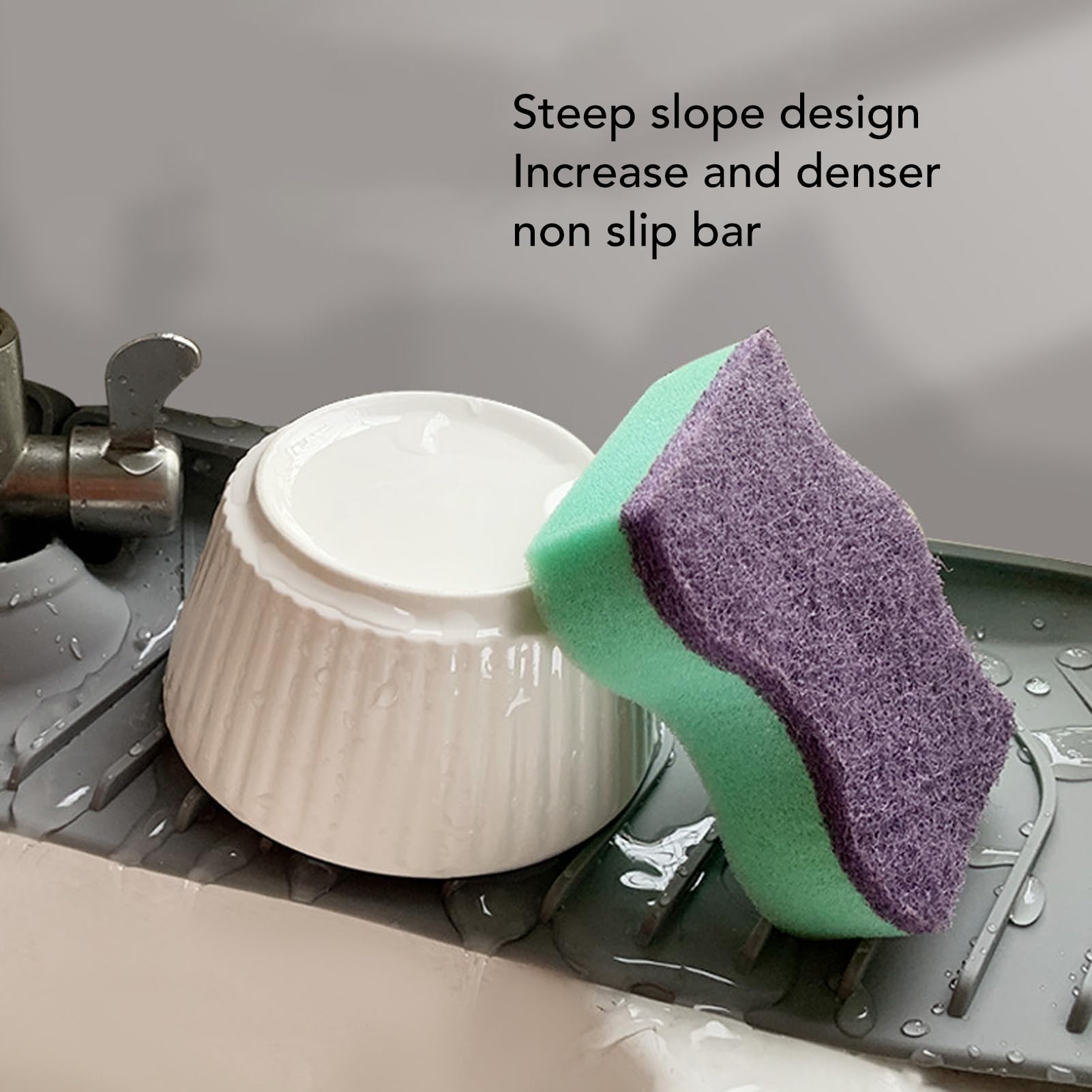 Moryimi Grand Tapis D'Évier En Silicone Blanc Personnalisable Avec Trous De Drainage Découpables – Protection Évier Cuisine 63,5 X 33 Cm – Idéal Pour Éviers Inox, Céramique Et Porcelaine