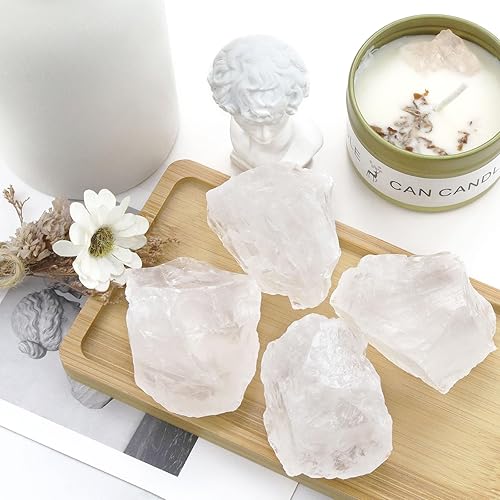 Miniatura 4 de XIANNVXI Cristales grandes de cuarzo transparente de 2.5 pulgadas, piedra en bruto, cristales naturales en bruto, piedras preciosas de roca a granel