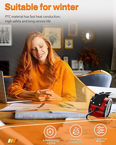 Miniatura 5 de Calentadores para exteriores para patio, calentador de espacio al aire libre de 1500 W con calentamiento rápido 3S PTC, calentador eléctrico de