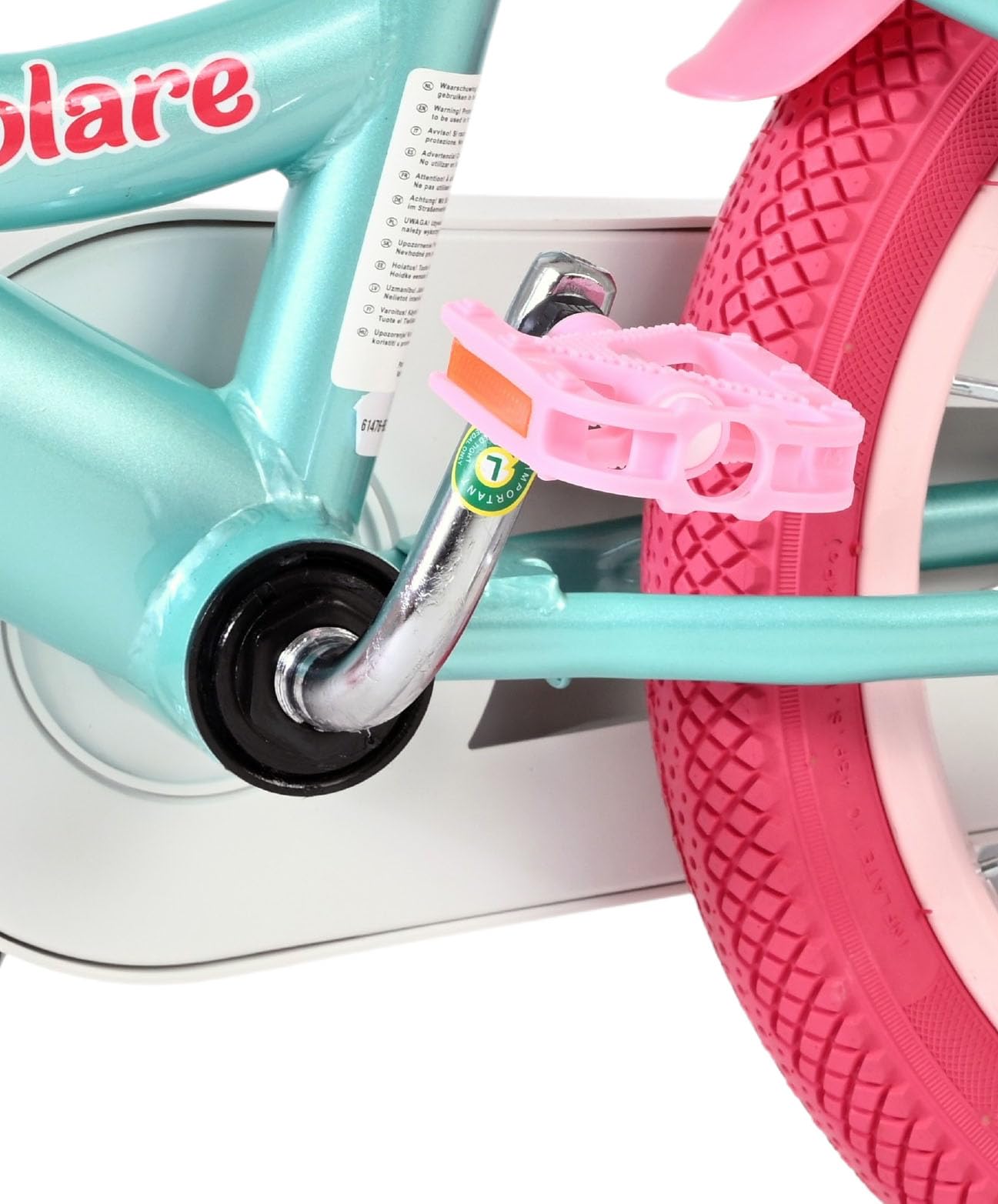 Volare Einhorn Kinderfahrrad Green | 3,5–5 Jahre | 14-Zoll-Räder | Hand- & Rücktrittbremse | Stützräder | Verstellbarer Sattel | Puppensitz Achter & Korb voor | Geschenk voor meisjes