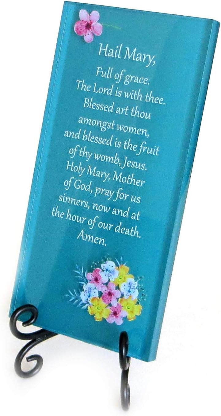 Lifeforce Glass The Hail Mary Prayer Inspirational Glass Plaque. A Beautiful Prayer to The Blessed Mother - Image 3