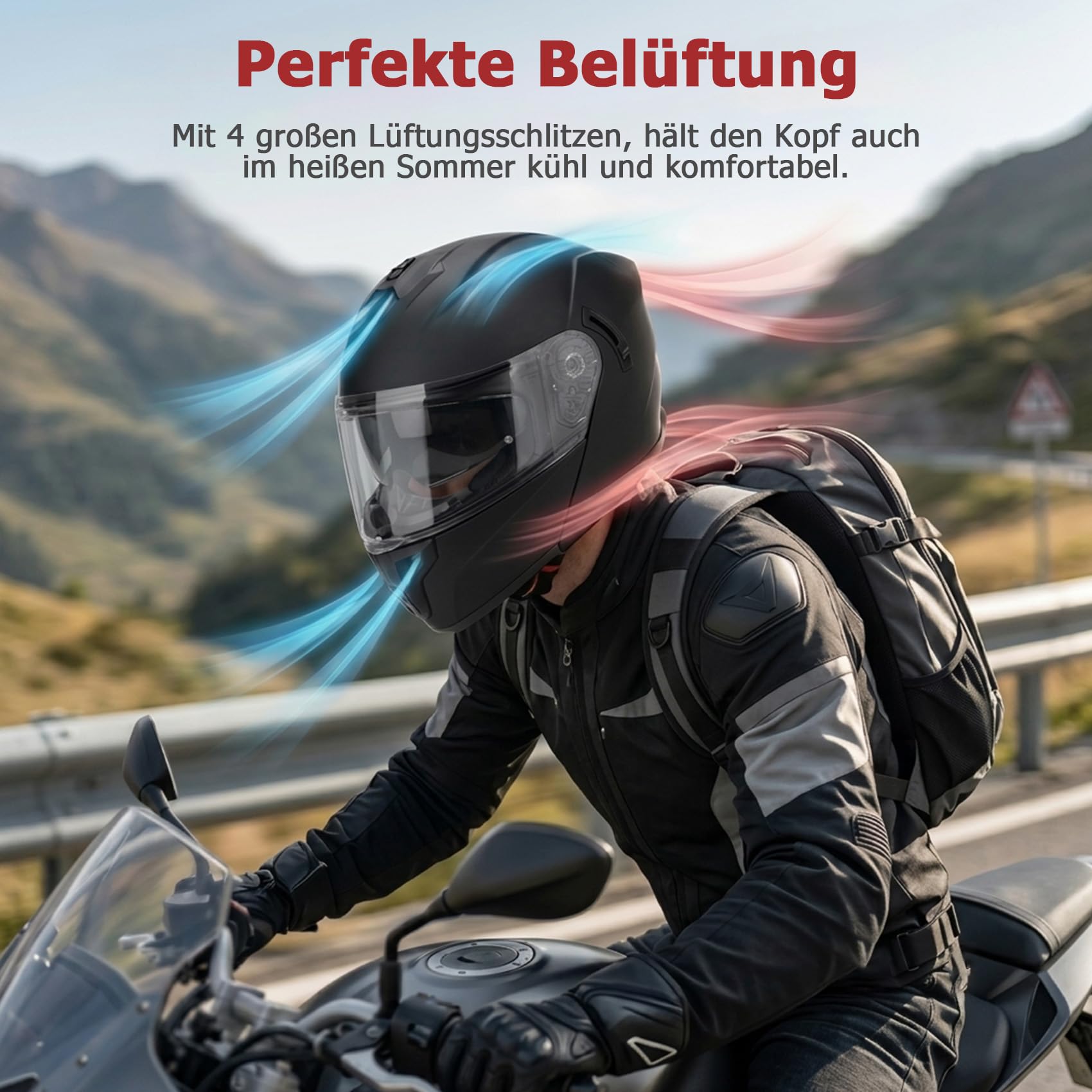 Westt Motorradhelm Klapphelm ECE 22.06 und PINLOCK 70 vorbereitet | Integralhelm Klappbar mit Sonnenblende, Rollerhelm für Damen und Herren, Mopedhelm vorbereitet für Kommunikationssystem