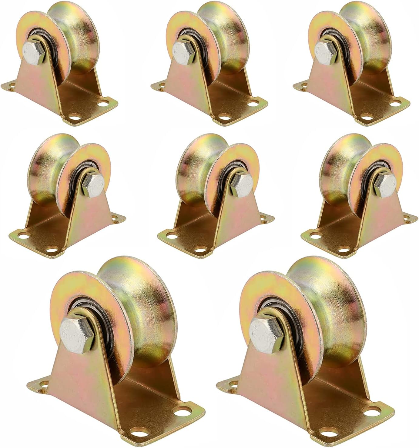 HWTONG8 Pieces Rope Pulley U-Groove Steel Swivel Pulley Rope Pulley Heavy Duty Castors for Clothes Line Pulley System Industrial Machinery Roller Door Inverted Pulley Rope (U)