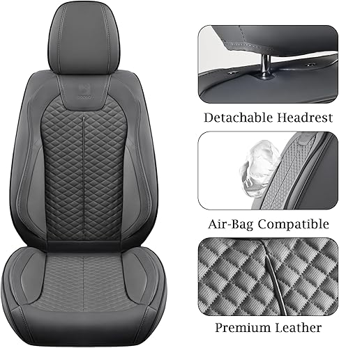 Miniatura 5 de Doogo Juego completo de fundas de asiento de automóvil, fundas de asiento de cuero para 5 asientos, cojines impermeables para asientos de automóvil,