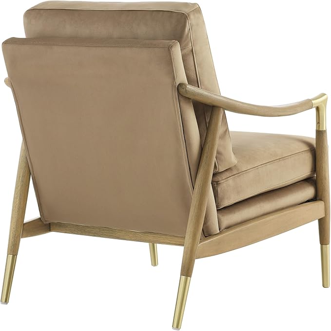 Sillón Tapizado Terciopelo Taupe con Marco Madera miniatura 7