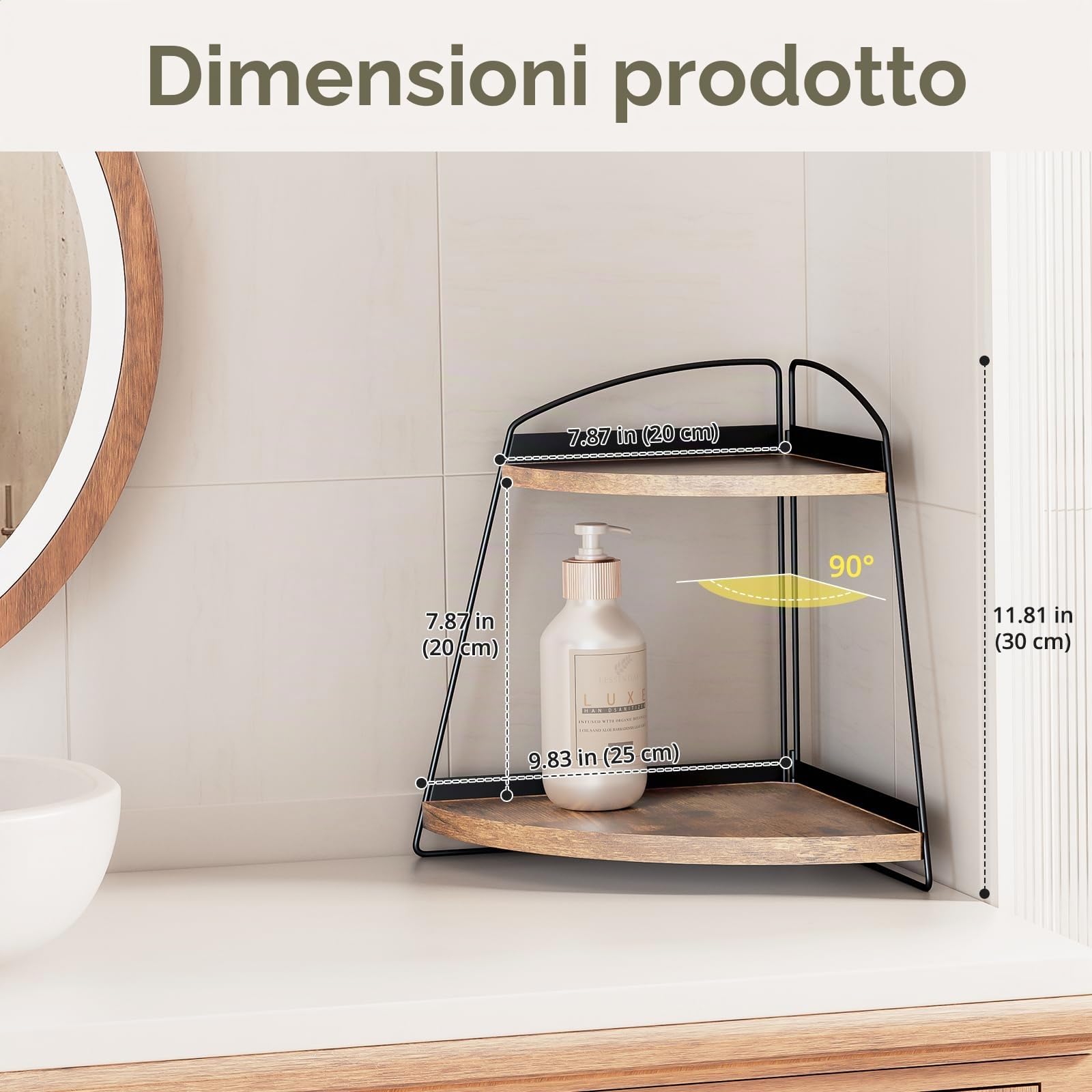 Puricon Organizer Bagno a 2 livelli in Legno, Organizer Porta Trucchi Dkincare Creme Profumi -Marrone 2Pezzi