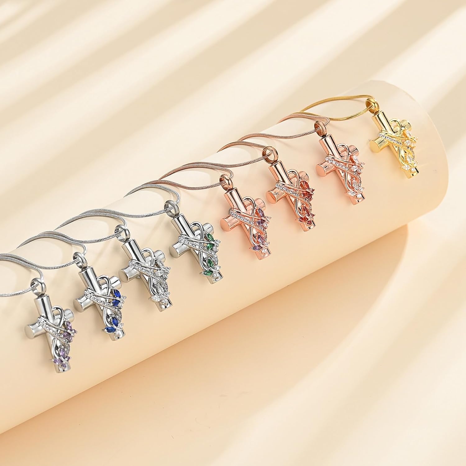 Cross Cremation Jewelry Butterfly Urn Necklace for Human Ashes for Women Men Memorial Ashes Keepsake Birthstone Pendant - Image 6