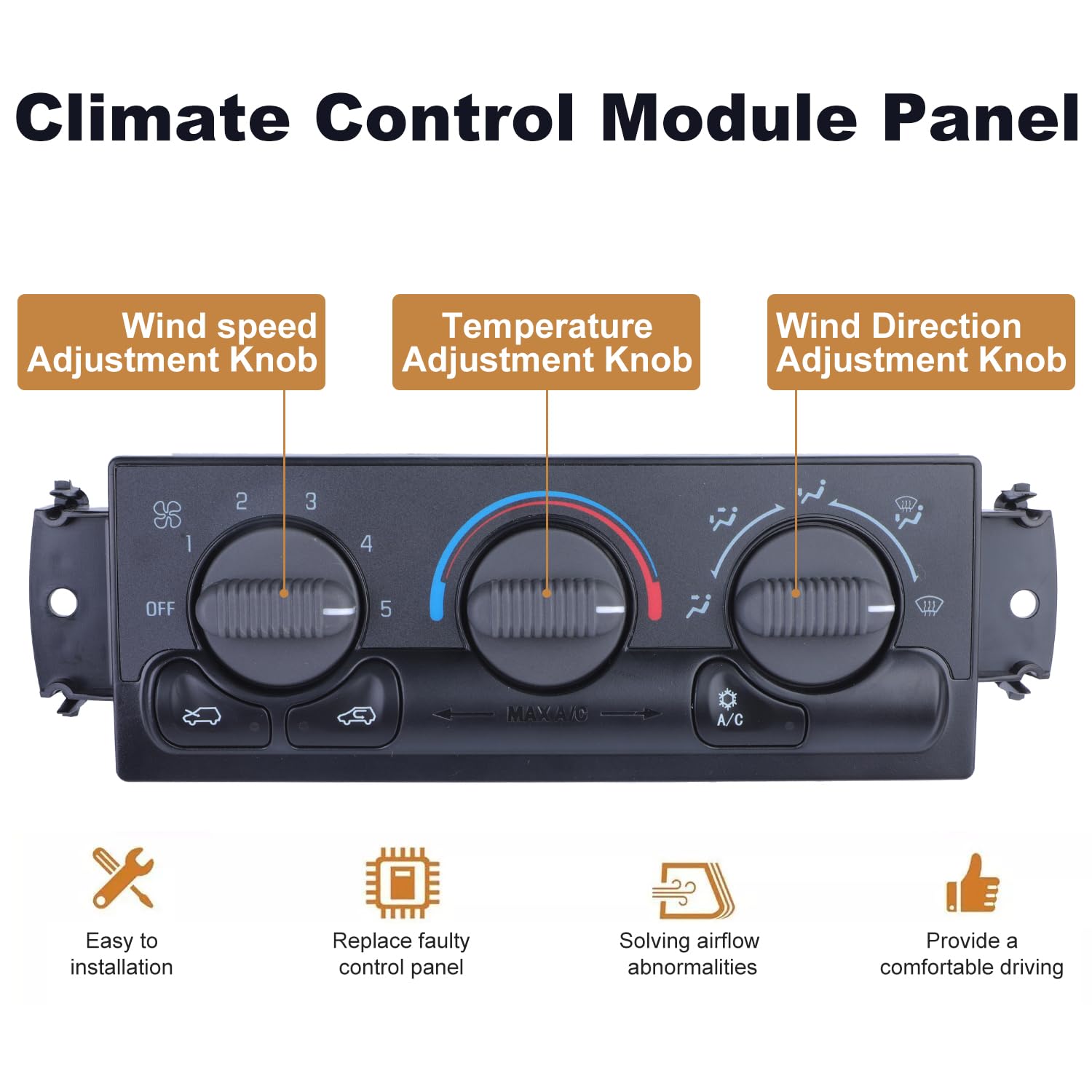 A/C Heater Air Conditioning Switch Climate Control Module Panel for Chevy Silverado Suburban Tahoe Avalanche GMC Sierra Yukon XL 1500 2500 3500 Escalade EXT 1999 2000 2001 2002 OE 599-266 15054697