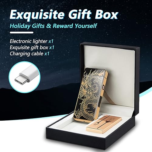 Miniatura 6 de BABOBIU Encendedor eléctrico de plasma, recargable por USB, sin llama, a prueba de viento, encendedor de dragón frío con arco de alta potencia