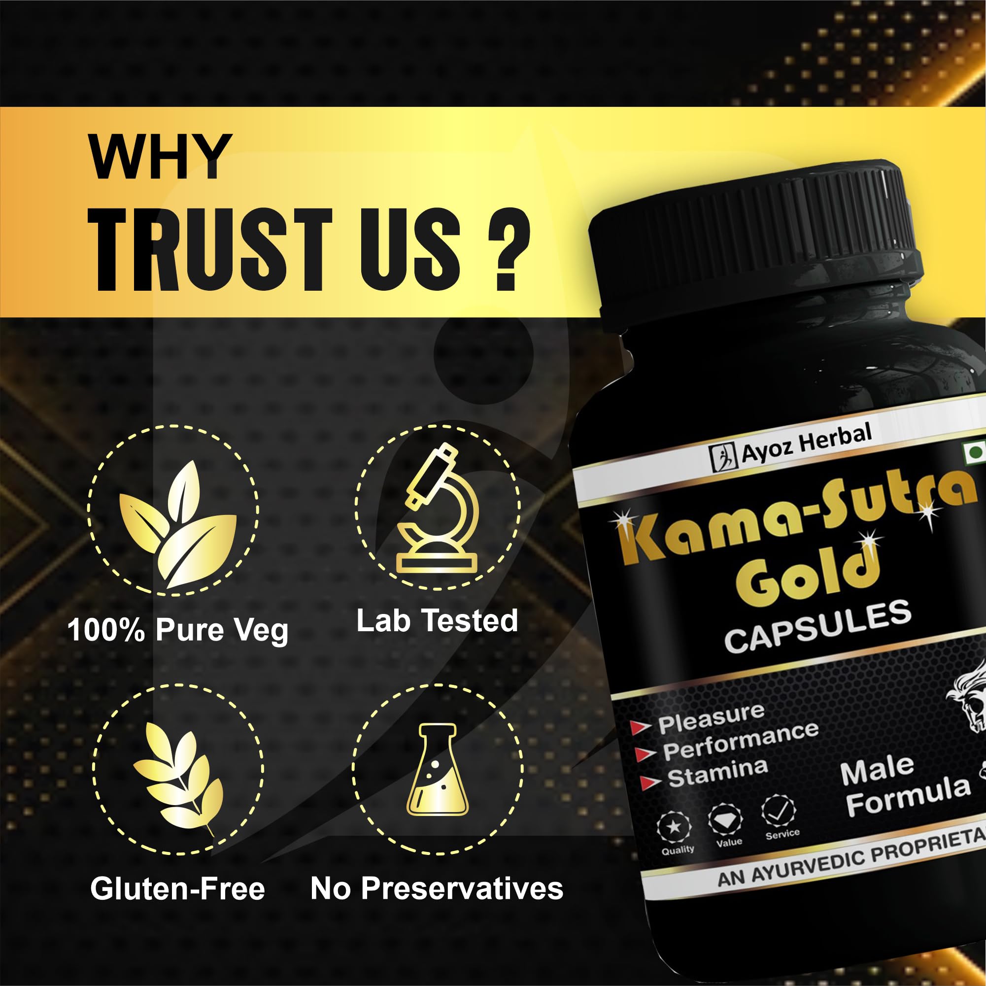Kama-Sutra Gold Ling Long Capsules & Pens Oil | Get Lamba Mota & Improves Stamina, Power With Original Ayurvedic Shilajit & Ashwagandha (60 Caps + 30ml Oil) — Amazon image 3