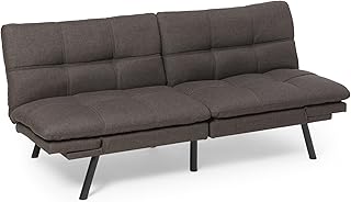 Amazon Basics Futon Sofa Bed, Convertible Memory Foam Sofa Couch Modern ...