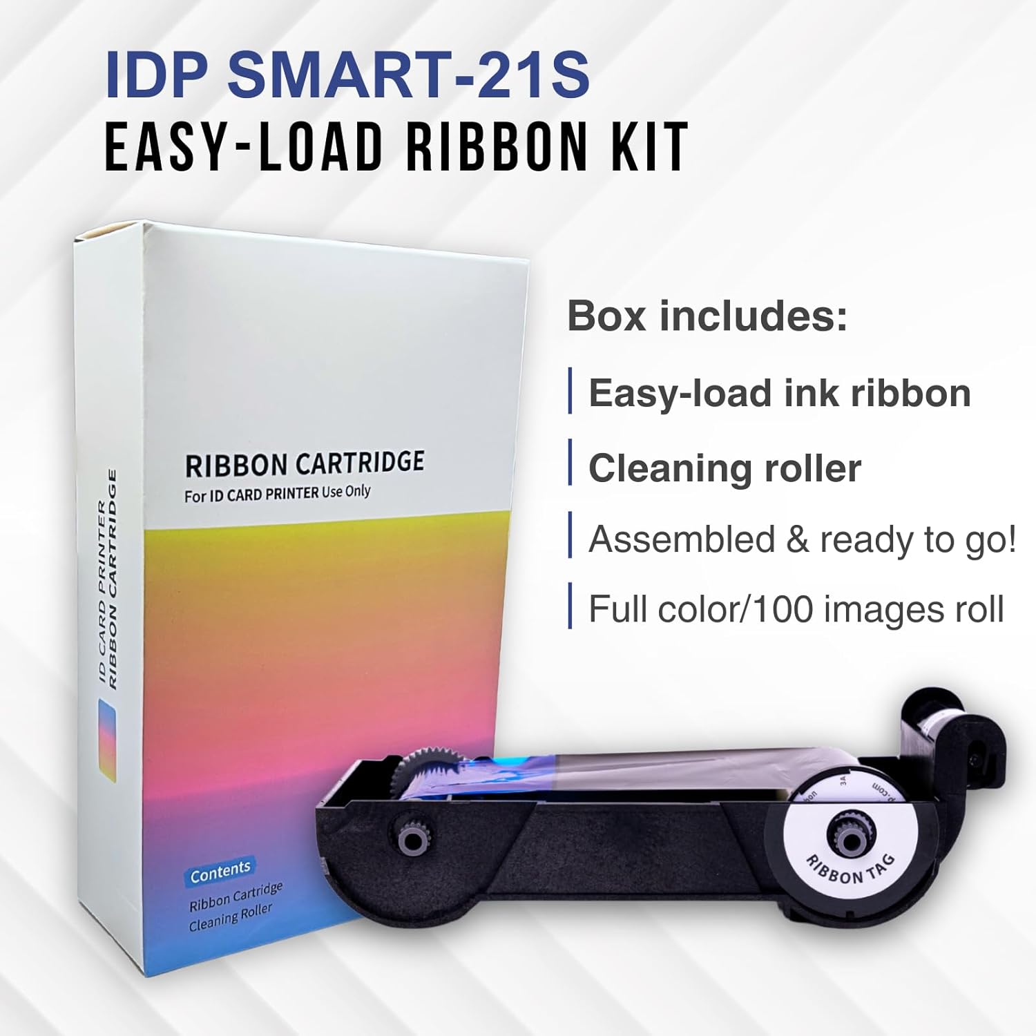 IDP SMART-21S ID Printer Easy-Load Color Ribbon Kit YMCKO - 100 Prints (Compatible with IDP SMART-21 ONLY)