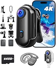 Upgraded 4K Action Camera, Mini Body Camera with Audio and Video Recording, Magnetic Hands Free POV Camera with 360°Rotatable Clip, Waterproof Case Chest Camerafor Pet Walking, Bike, Travel, Vlog