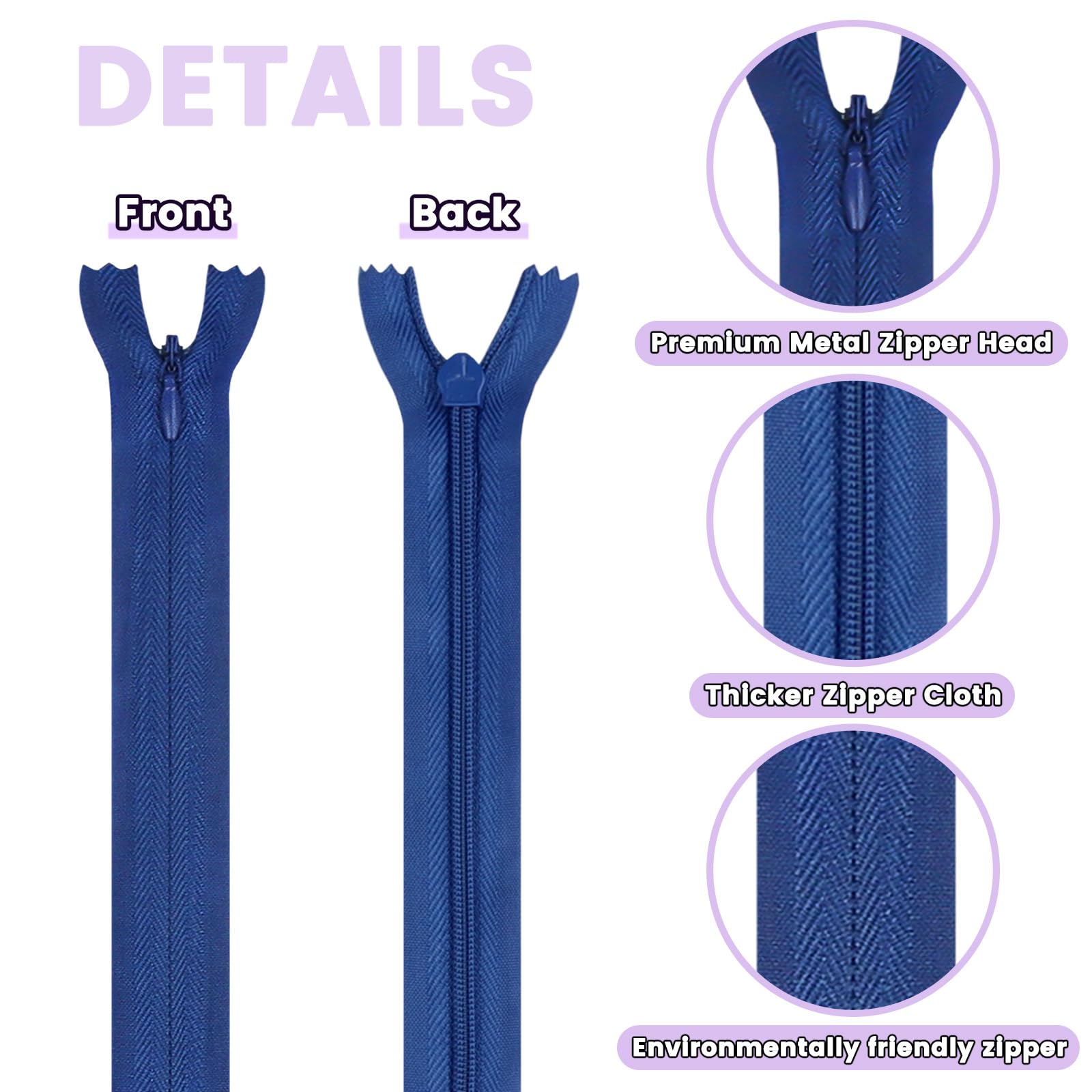 DOITEM 5 Cerniere Invisibili In Nylon 35 Cm - Colore Nero, Per Cucito, Abbigliamento, Borse E Artigianato - 3