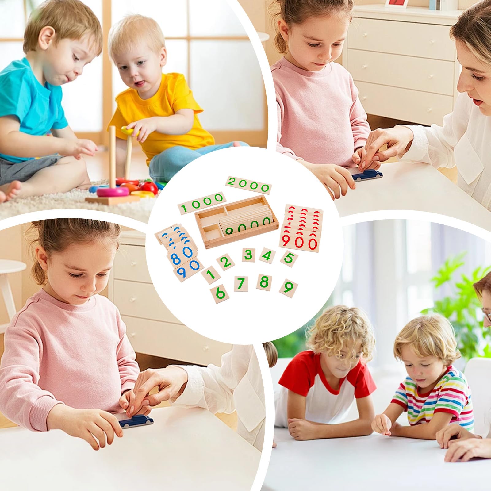 Matematica educativa, Carte digitali in legno, Giocattoli digitali 1-9000, in età prescolare, ragazzi e ragazze, Sala giochi in classe a casa, attività di apprendimento in campo