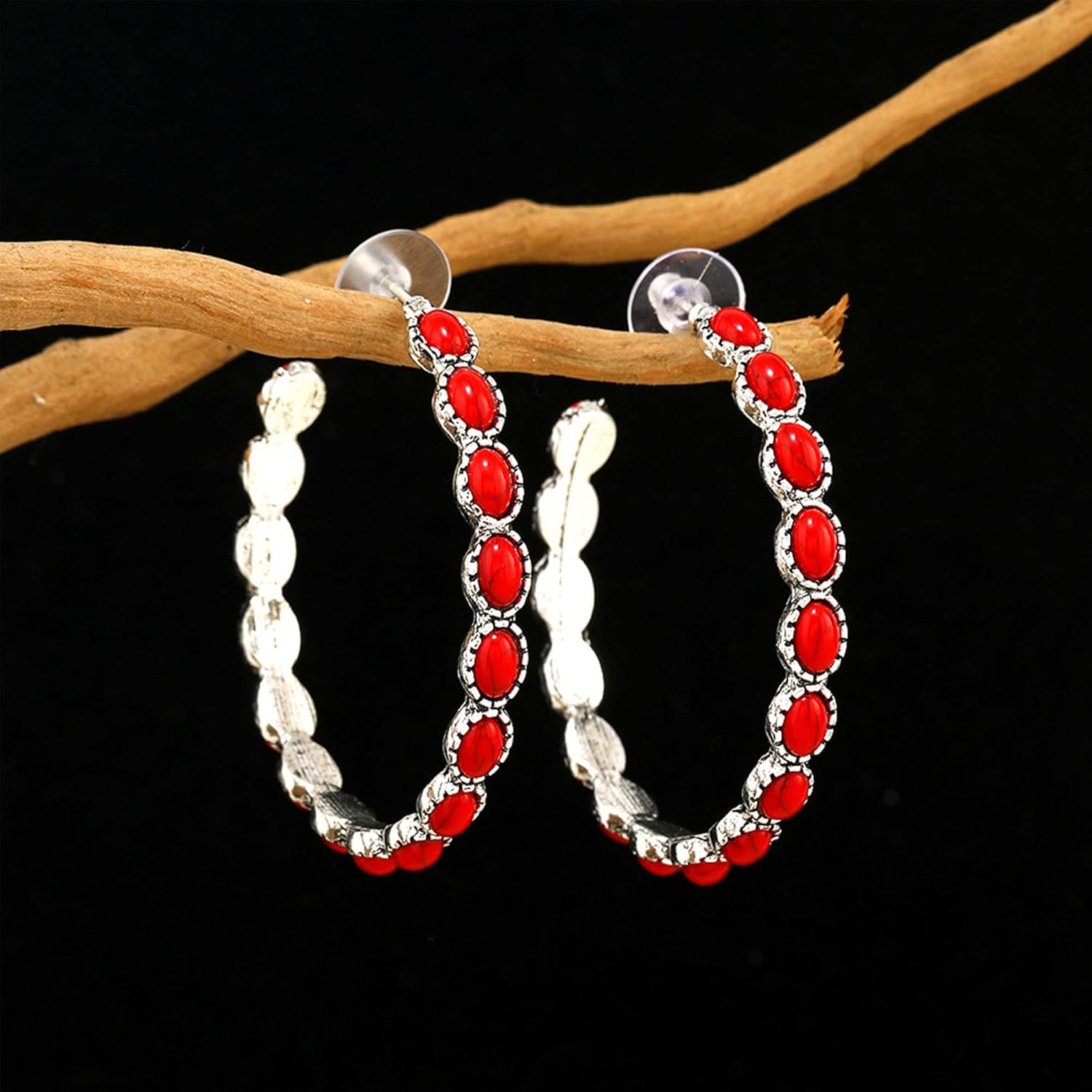 Boho Turquoise Oval Drop Dangle Earrings for Women Beaded Western Teardrop Earrings Vintage Ethnic Alloy Pendant Jewelry Gift - Image 6