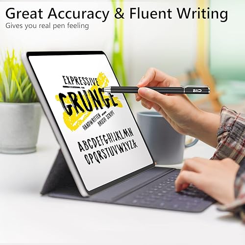 Miniatura 2 de Lápiz táctil 2 en 1 para iPhone, iPad, iPod, tableta, Galaxy y más con 20 puntas de goma (negro)
